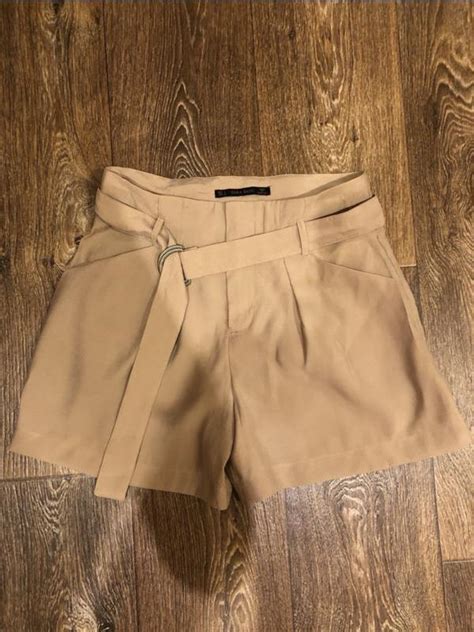 Стильные бежевые брючные шорты с поясом zara: цена 225 грн - купить ...