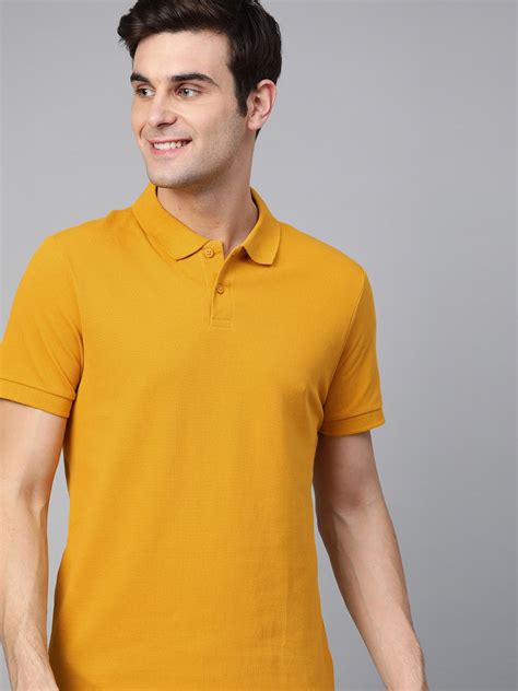 mast harbour men mustard yellow solid polo collar  shirt price history