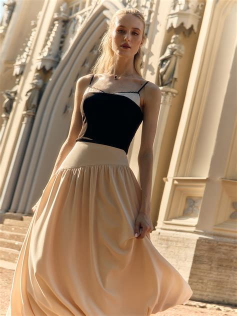 Юбка баллон миди с асимметричным поясом :: LICHI - Online fashion store
