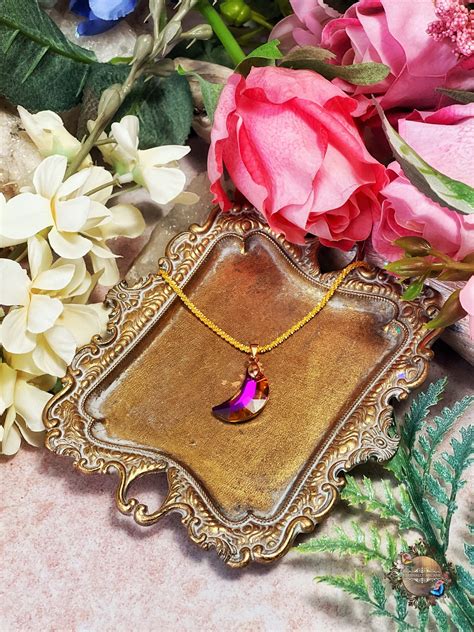 Ember Moon Crescent Celestial Necklace | Moon Goddess Jewelry | La Luna