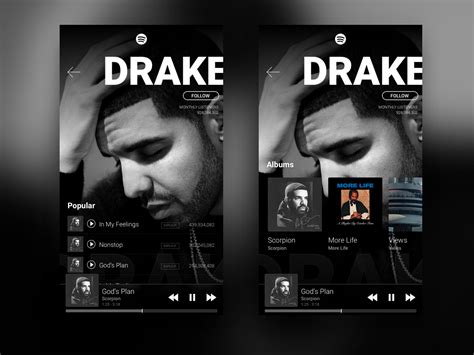 Spotify artist profile by Gerardo Cruz on Dribbble