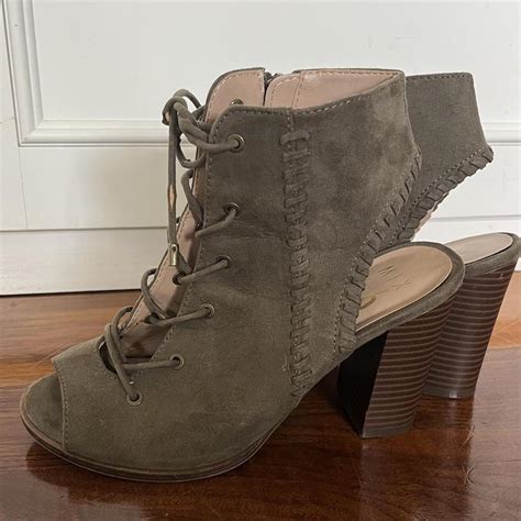 Olive green lace up heels. Suede like material and... - Depop