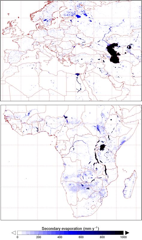hess global  km resolution estimates  secondary evaporation