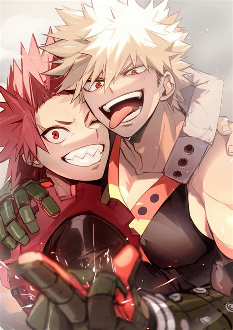 bakugou katsuki and kirishima eijirou (boku no hero academia) drawn by