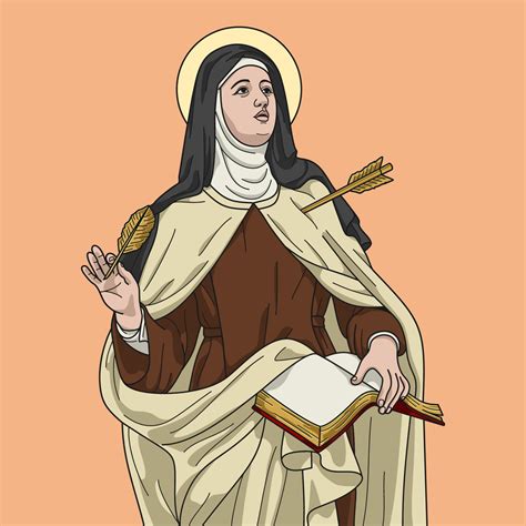 Saint Teresa of Jesus of Avila Colored Vector Illustration 12255980