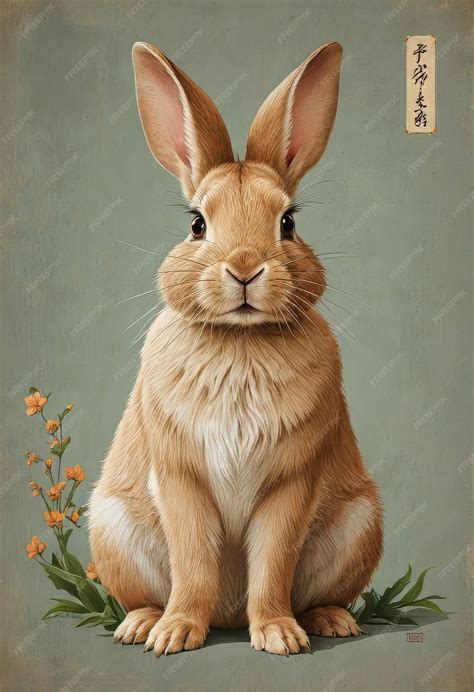 Premium Photo | Japanese style rabbit drawing Japanese rabbit painting