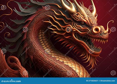 Chinese red dragon stock illustration. Illustration of vector - 271833631