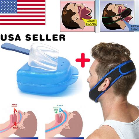 Stop Snoring MouthPiece Guard Sleep Apnea Night TMJ & Anti Snore Chin ...
