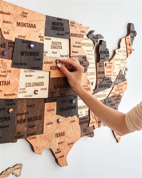 US Travel Map Push Pin Map Wood Map of United States - Etsy Canada