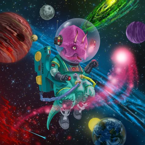 Space and Dino Astronauts — Piya Wannachaiwong Illustration