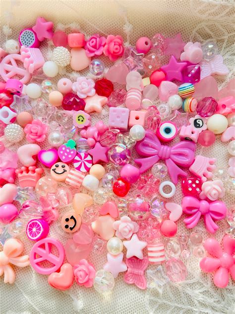 Pink Acrylic Kandi Bead Mix Y2k 90s Kawaii Mixed Beads DIY - Etsy