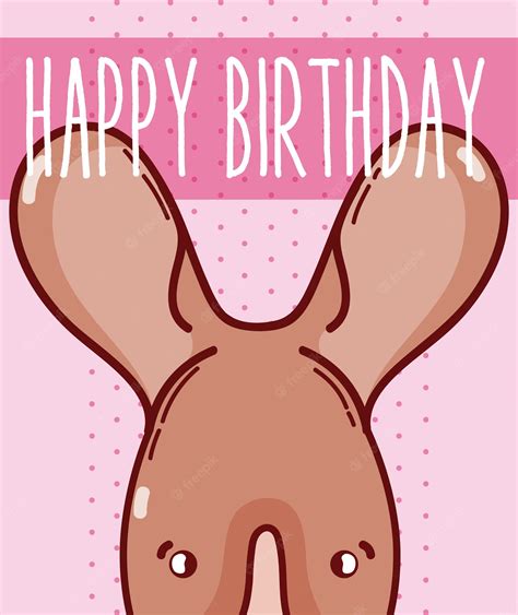 Premium Vector | Happy birthday card with rabbit cartoon vector ...