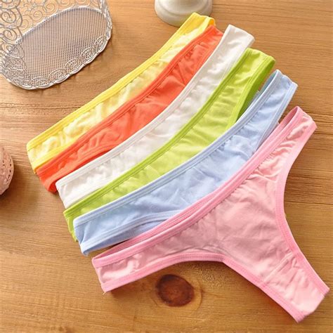 Solid Cotton Bandage G String Teenage Underwear Panties Calcinhas ...