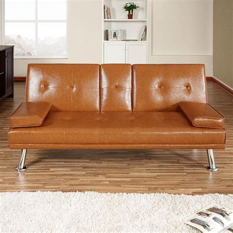 leather futon sofa bed  storage baci living room