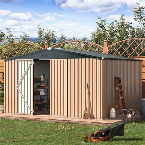 aecojoy large  outdoor metal shed enclosed storage