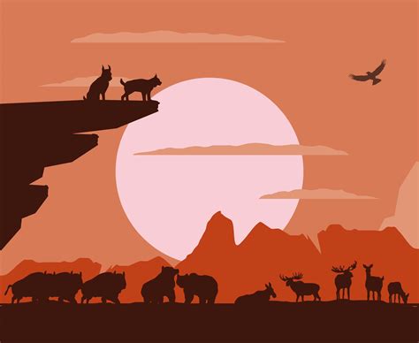 sunset animals silhouette 3720961 Vector Art at Vecteezy