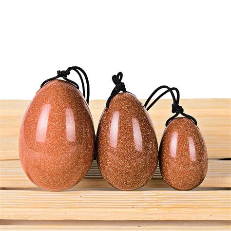 Yoni Egg 3 pcs/set Drilled Natural Gold Sandstone Love Egg for Kegel ...