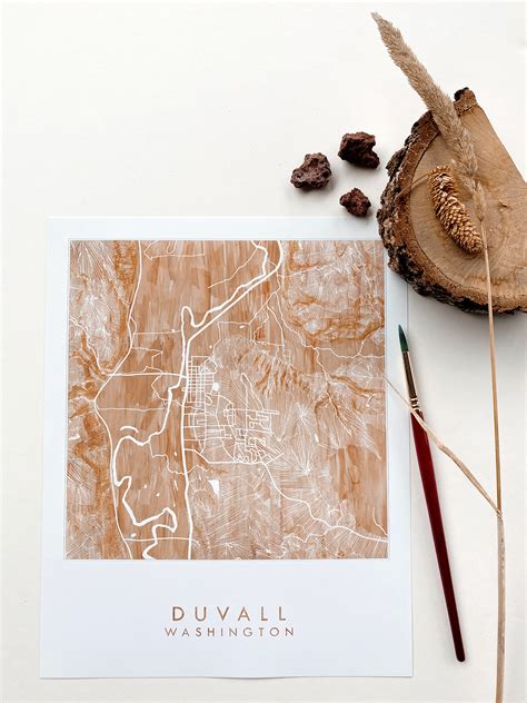 DUVALL Washington Watercolor Wash Map: PRINT — Turn-of-the-Centuries