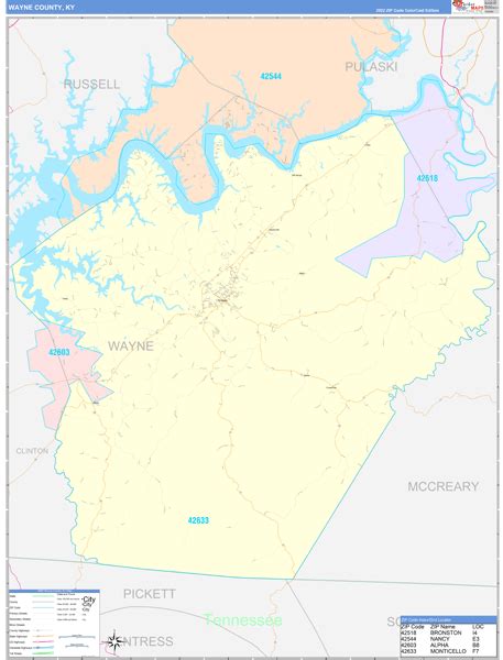 Wayne County, KY Wall Map Color Cast Style by MarketMAPS - MapSales