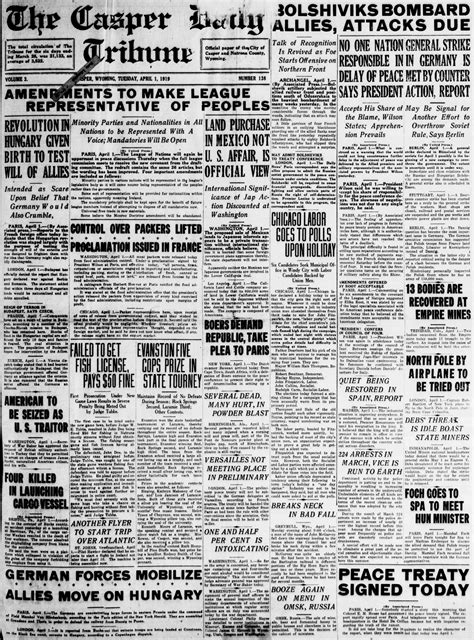 [April 1, 1919] Casper Daily Tribune: Bolshiviks bombard Allies
