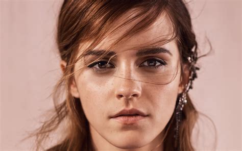 actress, green eyes, looking at viewer, headband, Emma Watson, rings