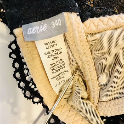 AERIE Black Floral Lace over Nude Wireless Bra RN 54485 CA 03873~ Size