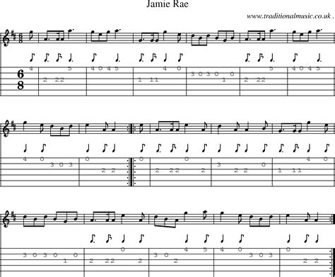 Scottish Tune, Sheetmusic, Midi, Mp3, Guitar chords & tabs: Jamie Rae