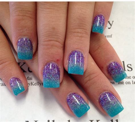 Blue/purple ombre glitter in 2022 | Ombre nails glitter, Feather nails ...