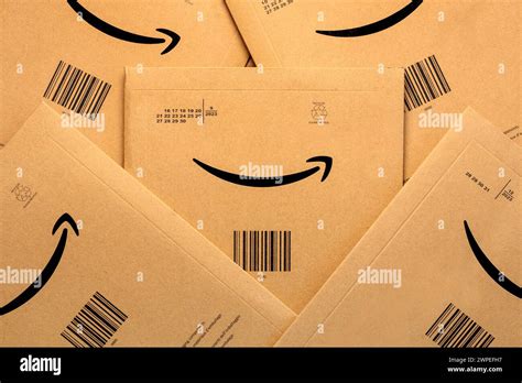 closeup  amazon prime cardboard boxes  amazon logo amazon prime
