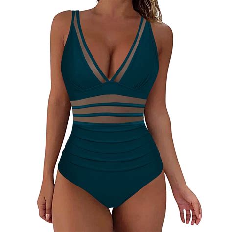 Women Mesh 1 Piece Swimwear Push Up Padded Bikini Swimsuit Training