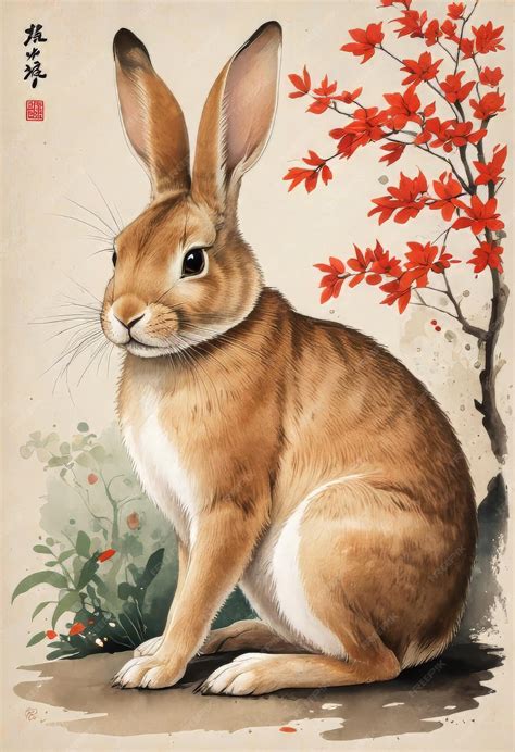 Premium Photo | Japanese style rabbit drawing Japanese rabbit painting