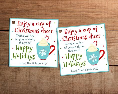 Christmas gift tag printable for teacher nurse staff employee co worker