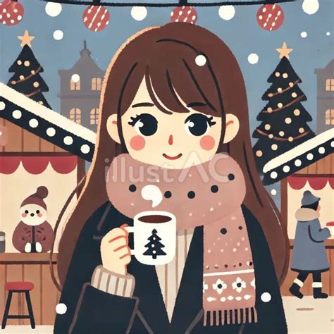 クリスマスに友達とカフェランチイラスト - No: 25778186｜無料イラスト・フリー素材なら「イラストAC」