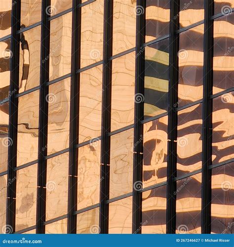 Gold Mirrored Glass Window Office Building Stock Image - Image of gold