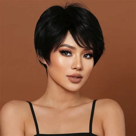 Short Black Bob Wigs Full Bangs Natural Looking Synthetic - Temu