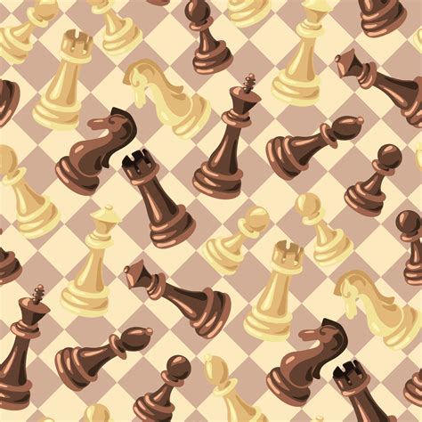 A pattern of black and white chess pieces made of wood on the ...