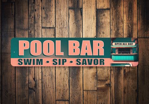 Pool Bar Sign, Retro Pool Bar Sign, Custom Pool Gift, Pool Bar Open ...