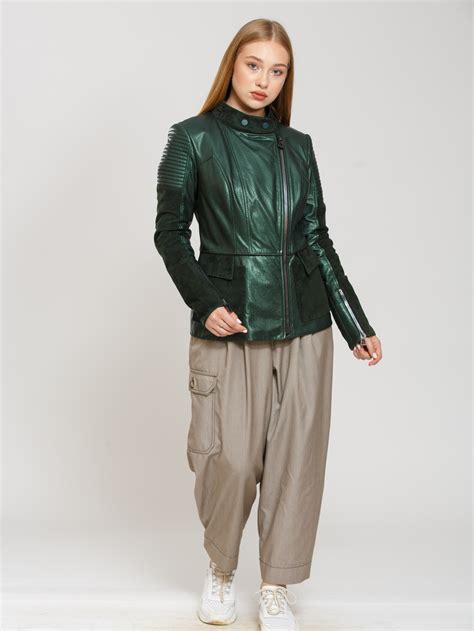 Куртка кожаная Donna Bacconi 21-2605 34 Зеленая (NS2000000574004) – в ...