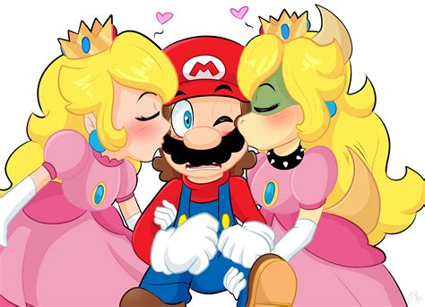 [COM] smooched by Princess Peach and Koopa Peach by yoshiyoshi700 on