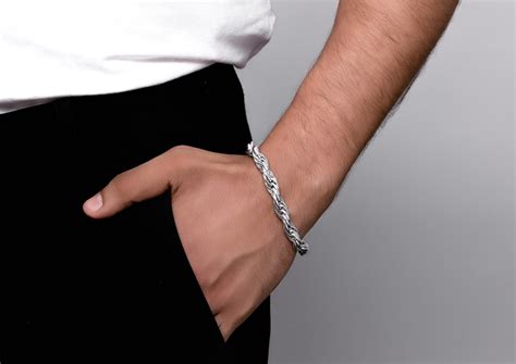 amazing chunky rope silver bracelet  men