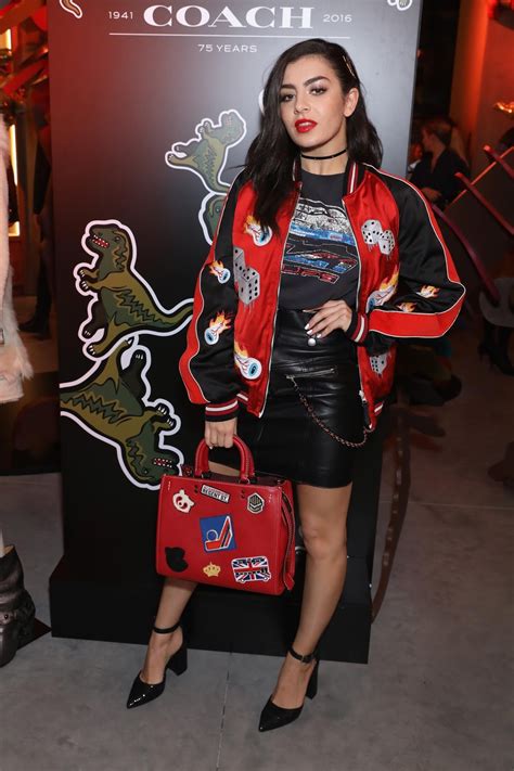 Lovely Ladies in Leather: Charli XCX in a leather mini-skirt