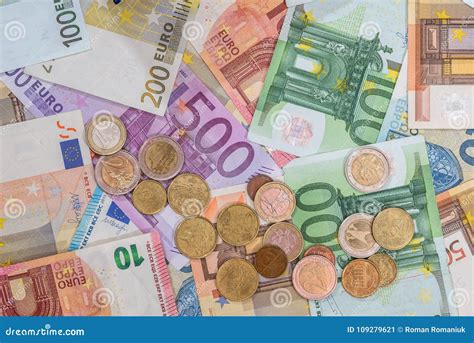 euro banknote  coins  money finance stock image image