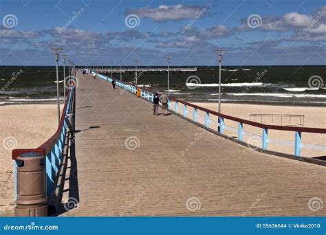Palanga City Beach and Pier Stock Photo - Image of landscape, clouds ...