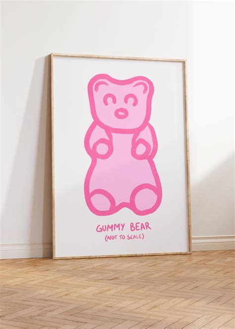 Gummy Bear Poster | Pastel Wall Art, Cute Candy Decor, Pink Wall Art ...