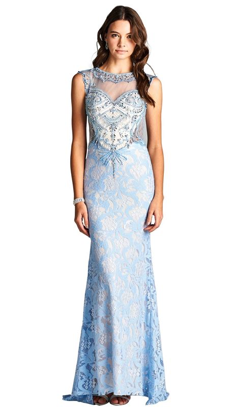Aspeed Design L1845 - Long Sheath Dress - Lace, Sequins, Beading, Jewel