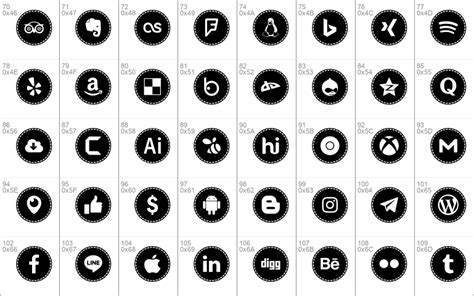 Icons Social Media 16 Windows font - free for Personal