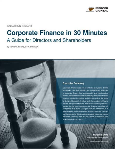 mercer capital valuation insight corporate finance   minutes