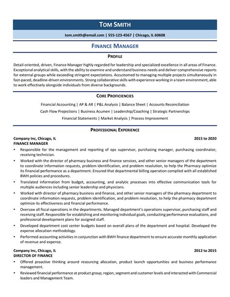 finance manager resume  guide  zipjob