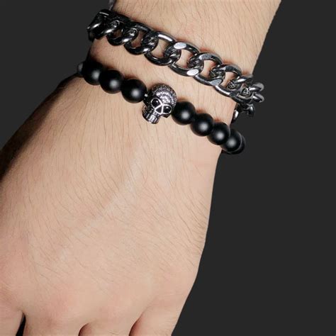 metal  beads bracelet duo heavy metal zen