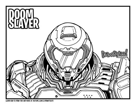 How to Draw the DOOM SLAYER (Doom Video Game Series) Drawing Tutorial - Draw it, Too!